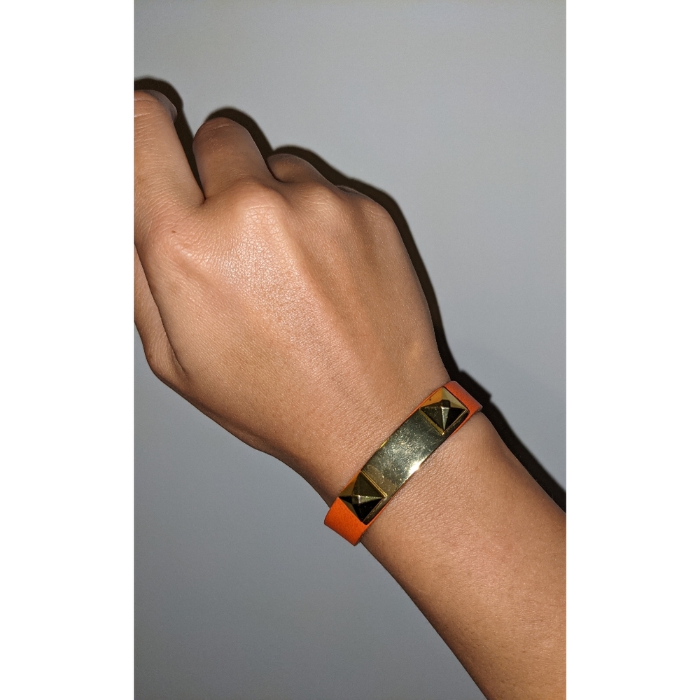 Linea Pelle Collection Orange Leather Cuff Bracelet